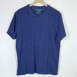Banana Republic Vintage Mens V Neck T Shirt L Washed Navy Blue Cotton Tee Casual